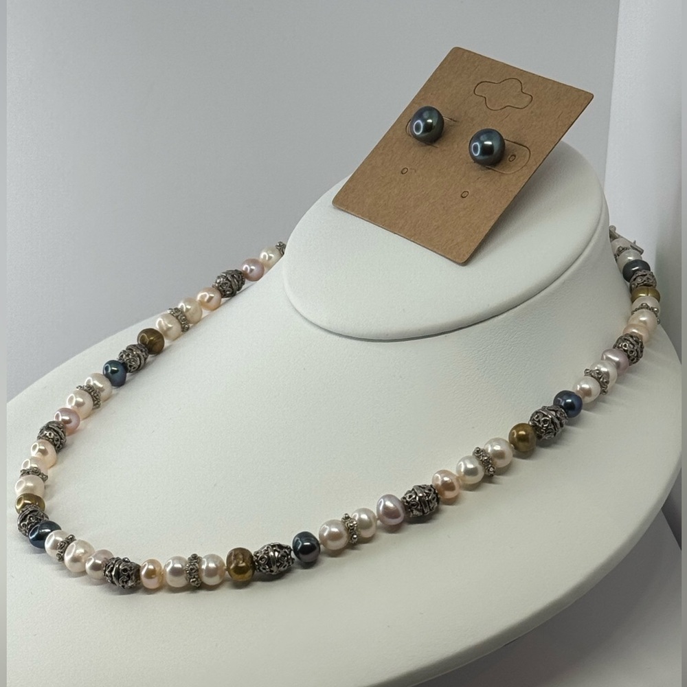 Faux Pearl Necklace and Earring Set
